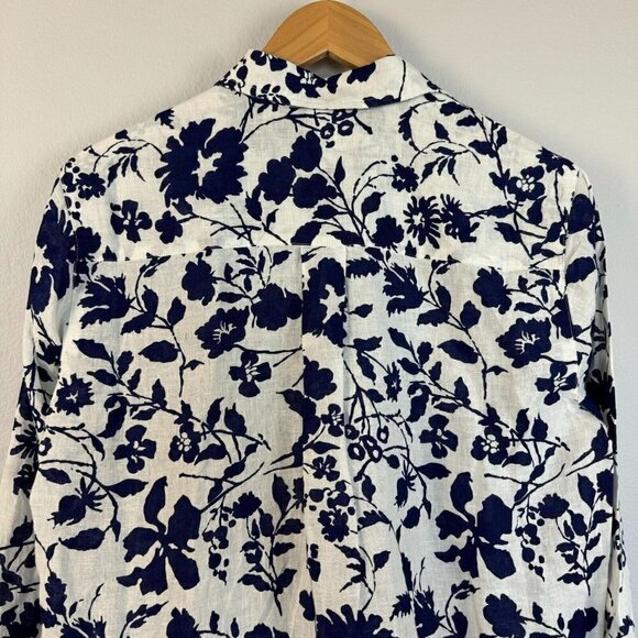 Outerknown Women's Button Up Linen‎ Shirt Floral Long Sleeve White Size Large - Picture 4 of 13